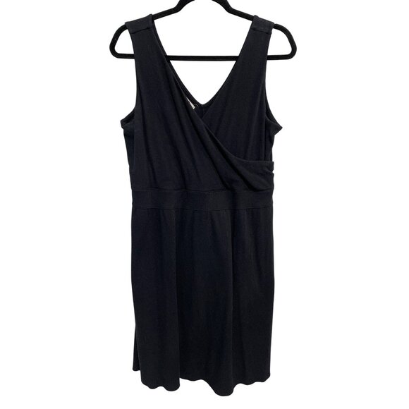 Maurices 24/7 Dress Size XL Surplice V Neck Sleeveless Solid Black Office Modern - Picture 1 of 8